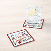 Floral Merry Square Paper Onderzetter (Insitu)