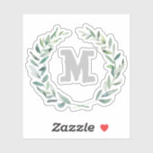 Floral met een gepersonaliseerd monogram sticker (Vel)
