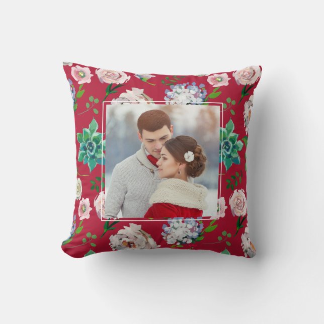  Floral met Lijst Foto Pillow Kussen (Voorkant)