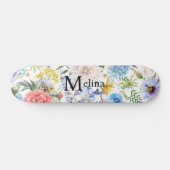 Floral met naam skateboard (Horizontaal)