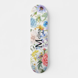 Floral met naam skateboard