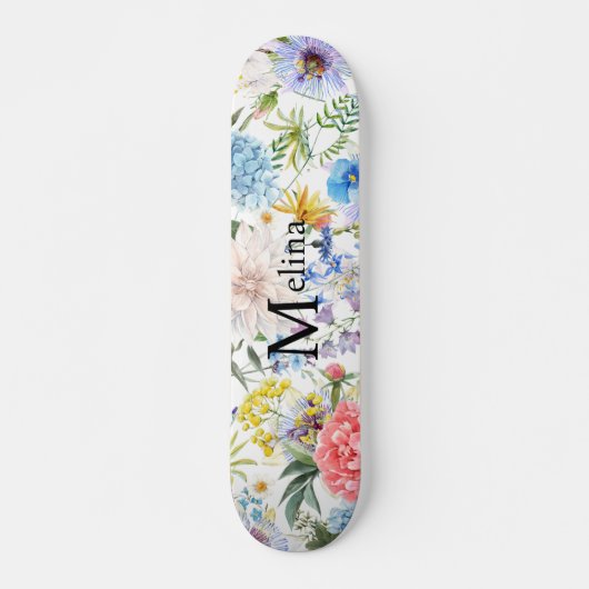 Floral met naam skateboard (Voorkant)