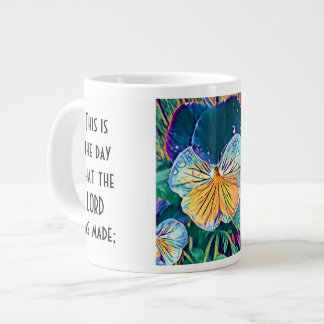 Floral met Scripture Verse, Waterverf Pansy Extra Grote Beker