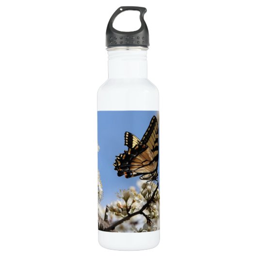 Floral met vlinder, gepersonaliseerd waterfles  (Voorkant)