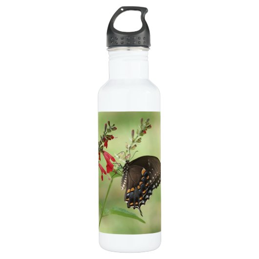 Floral met vlinder, gepersonaliseerd waterfles  (Voorkant)