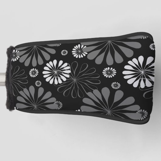 Floral met zwarte en witte retro golfheadcover (Voorkant)