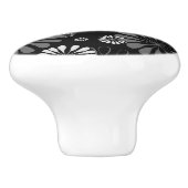 Floral met zwarte en witte retro keramische knop (Zijkant)
