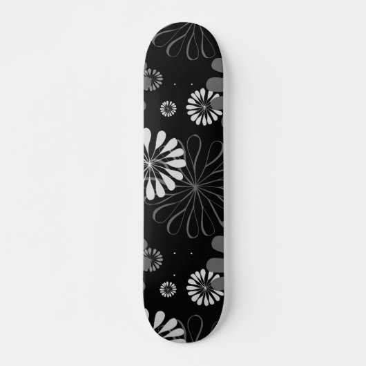 Floral met zwarte en witte retro skateboard (Voorkant)