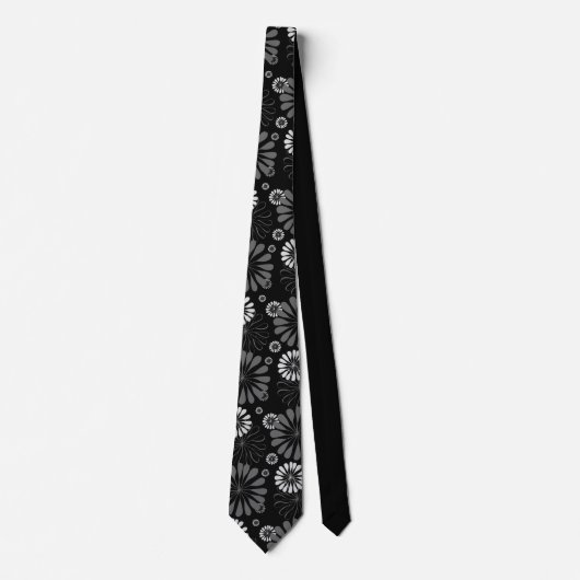 Floral met zwarte en witte retro stropdas (Voorkant)