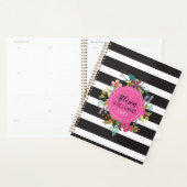 Floral met zwarte en witte strepen planner (Display)