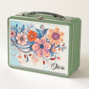 Floral Metal Lunch Box