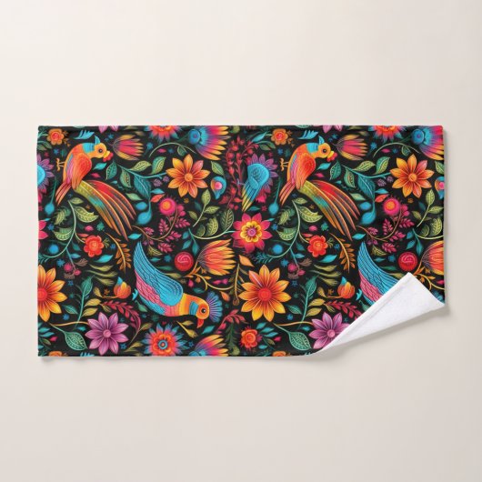 Floral mexicain coloré (Serviette à main)