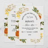 Floral Mexicain Trois Esta Invitation Anniversaire (Devant / Derrière)