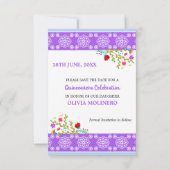 Floral Mexican Fiesta & Papel Picado - Lichtblauw Save The Date (Achterkant)