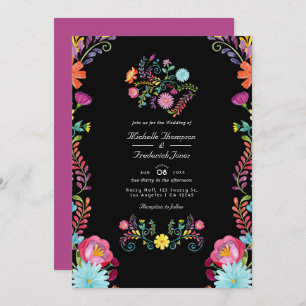 Floral Mexican Fiesta QR Code RSVP Weddenschap Kaart