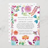 Floral Mexican Fiesta Reduced Wedding Guest List Aankondiging (Voorkant / Achterkant)