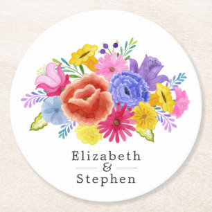 Floral Mexican Fiesta Wedding Ronde Kartonnen Onderzetter