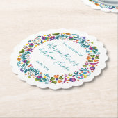 Floral Mexican Style Personalized Wedding Kartonnen Onderzetters (Gekanteld)