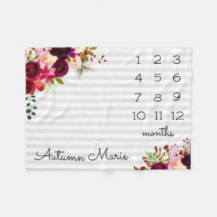 Floral Milestone Baby Blanket Fleece Deken