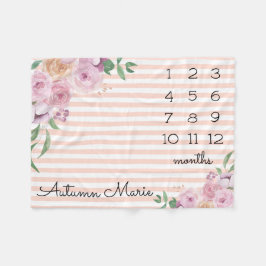 Floral Milestone Baby Blanket Fleece Deken
