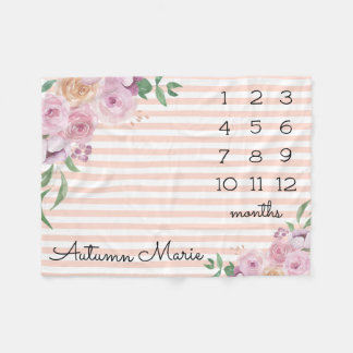 Floral Milestone Baby Blanket Fleece Deken