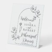 Floral Minimal Rehearsal Dinner Welcome Reclamebord Met Voetstuk (Voorkant)