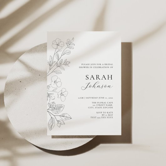 Floral Minimalist Bridal Shower Invitation