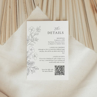 Floral Minimalist Wedding Details Enclosure Card Informatiekaartje