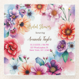 Floral minimalistische kalligrafie Vrijgezellenfee Glazen Onderzetter