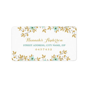 Floral Mint gouden Adresetiketten Etiket