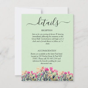 Floral Mint Green QR Code Trouwceremonie Details RSVP Kaartje