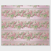 Floral Mint Green Rozen Roze pap Cadeaupapier (Vlak)