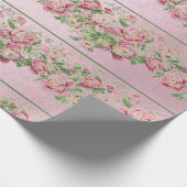 Floral Mint Green Rozen Roze pap Cadeaupapier (Hoek)