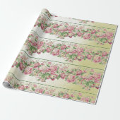 Floral Mint Green Rozen Roze pap Cadeaupapier (Uitgerold)