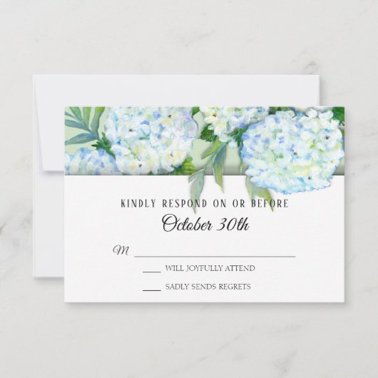Floral Mint n Blue RSVP Wedding Kaart (Voorkant)
