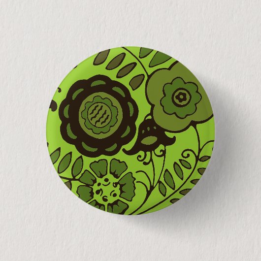 Floral Mint Ronde Button 3,2 Cm (Voorkant)