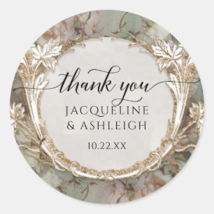 Floral  Mint Roos Gold Script Hartelijk dank Ronde Sticker