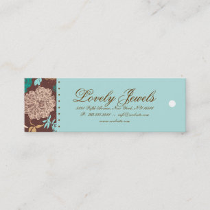 Floral Mode Kleding blauw bruin crème Mini Visitekaartje