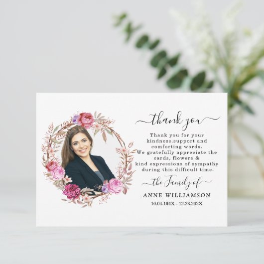 Floral Modern Chic Funeral Bedankt (Staand voorkant)