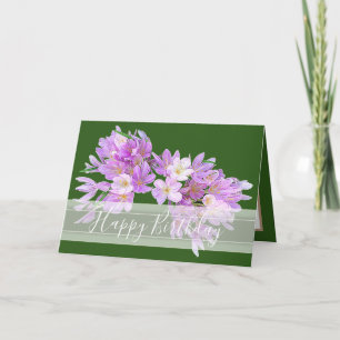 Floral Modern Crocus Flower Bouquet Pink Birthday Kaart