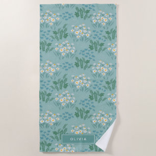 Floral modern dagenblauw meisje strandlaken