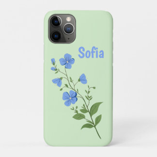 Floral modern daisy blue girly elegant stylish iPhone 11 pro hoesje