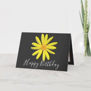  Floral Modern Daisy Flower Grey Birthday Kaart