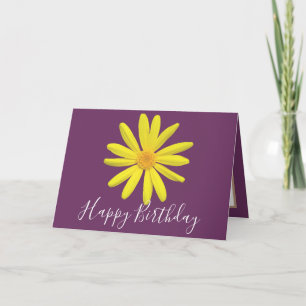 Floral Modern Daisy Flower Paars Birthday Kaart