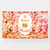 Floral Modern Elegant 21e Gelukkig Verjaardagsfees Spandoek (Horizontaal)