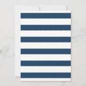  Floral Modern Elegant Navy White Stripe Kaart (Achterkant)