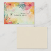 Floral Modern Elegant Script Monogram Initialen Notitiekaartje (Voorkant / Achterkant)