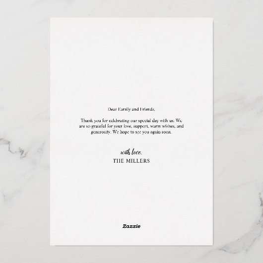 Floral Modern Elegant Weddenschap Foto Folie Uitnodiging (Achterkant)