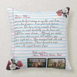 Floral Modern handgeschreven liefdesbrief Mam beri Kussen