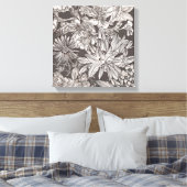  Floral Modern Ivory Grey Botanical Rustic Canvas Afdruk (Insitu (Slaapkamer))